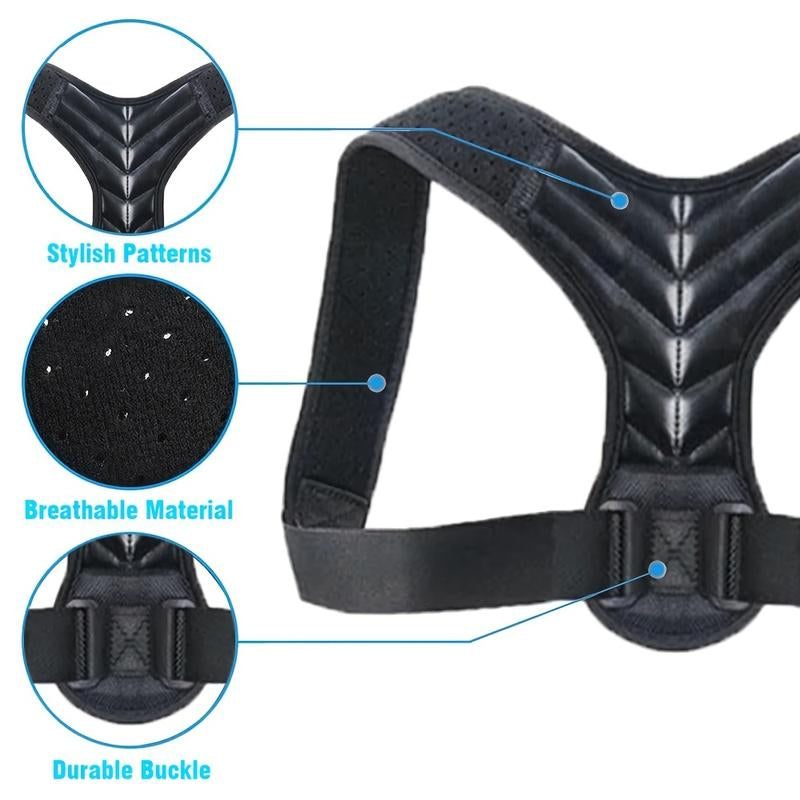 Universal Back Support Brace for Improved Posture, Adjustable Body Shaping Belt for Men and Women, Breathable and Professional Quality